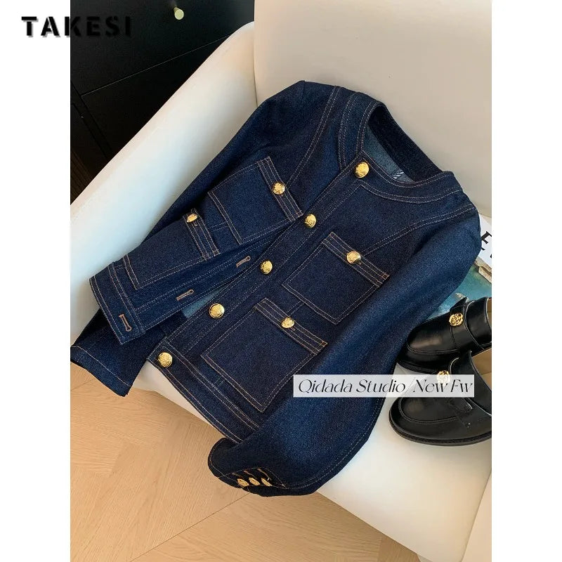 Casual Blue Elegant Denim Jacket