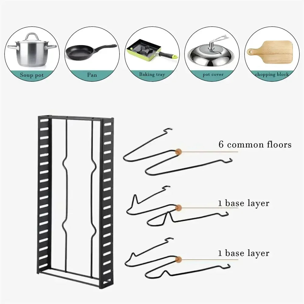 8 Tiers Pan Pot Organizer Rack Multi-layer Iron Wire 1 / United States