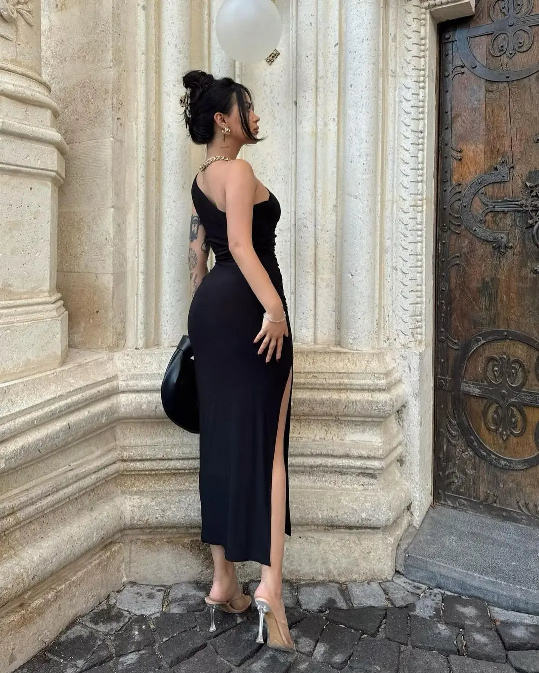 Fashion Sexy Split Sleeveless Backless Slim Maxi Dress