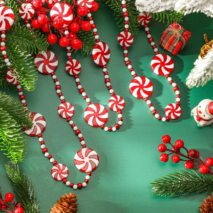 10FT Peppermint Candy Christmas Garland – Festive Crystal Candy Tree & Home Decoration Red and White / United States