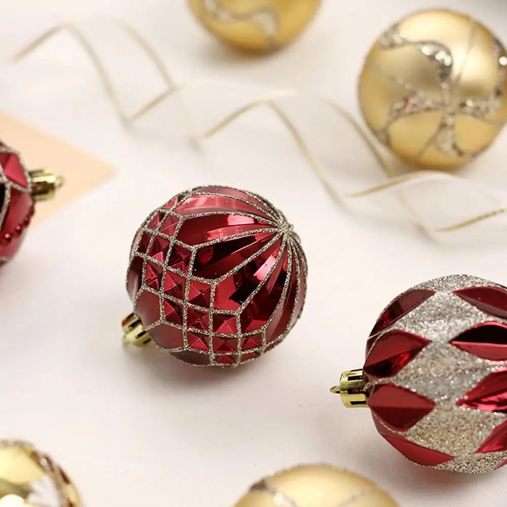 16PCS Painted Christmas Tree Balls – Colorful Holiday Ornaments