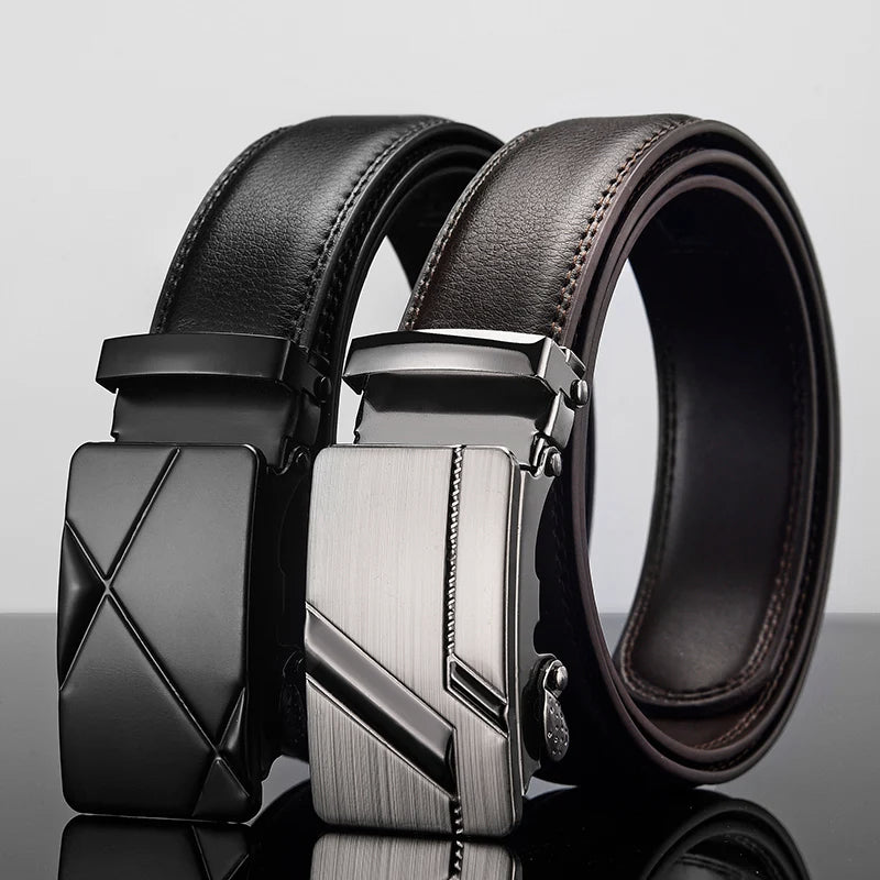 Men Leather Belt Metal Automatic Buckle