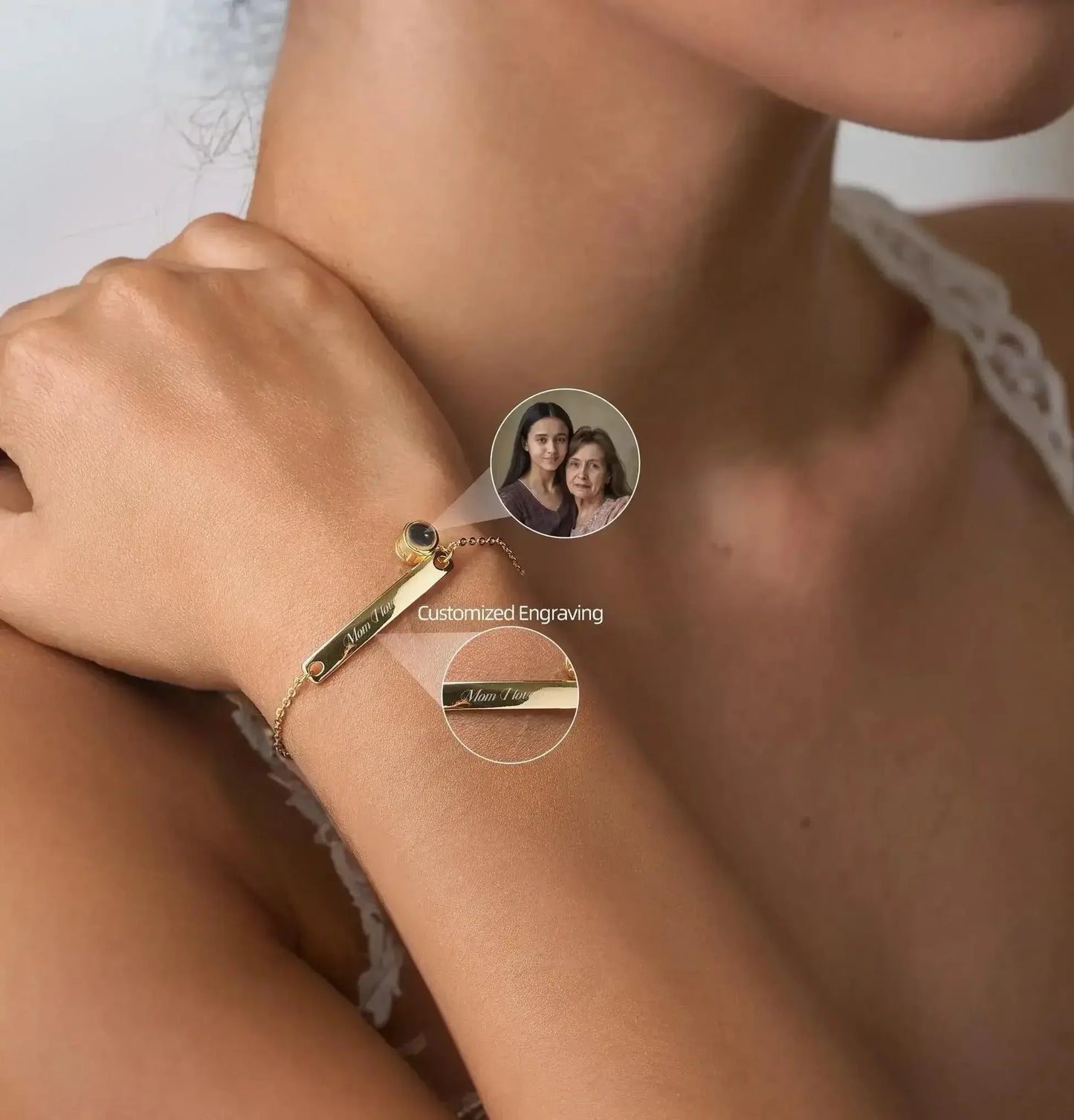 Light Luxury Photo Projection Bracelet Style 7-TYKB1883 / 15cm / Gold
