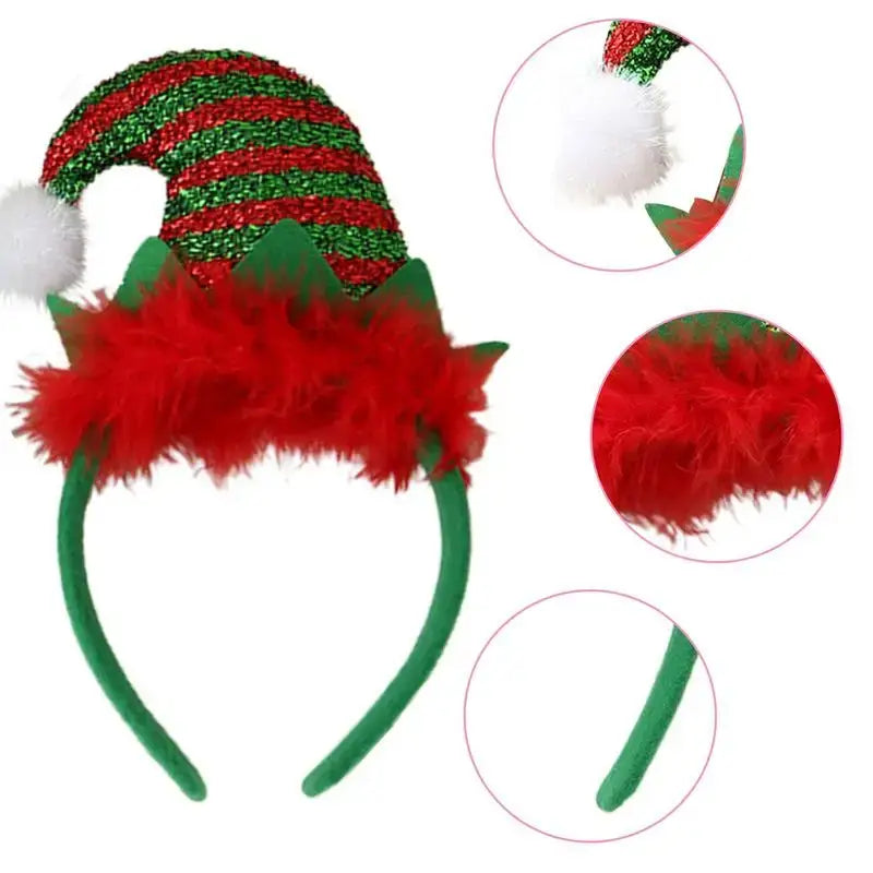 LED Christmas Elf Headband Party Accessory C / United States