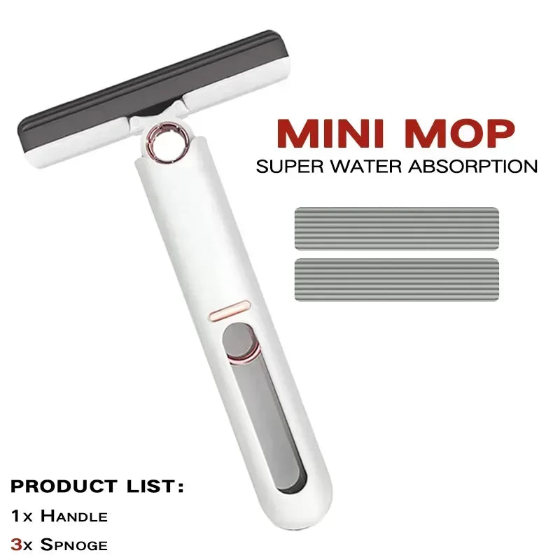 Folding Mini Mop with Self-squeezing 1 Handle 3 Head