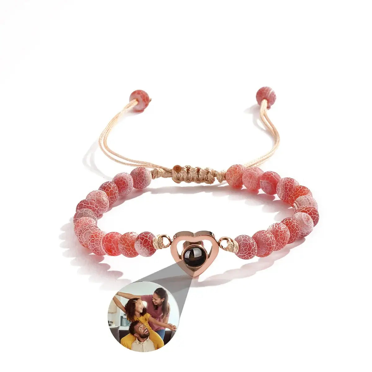 Shopminx Custom Photo Projection Bracelet Personalized Picture Jewelry Gift for Women Style5 / Silver Bead / United States