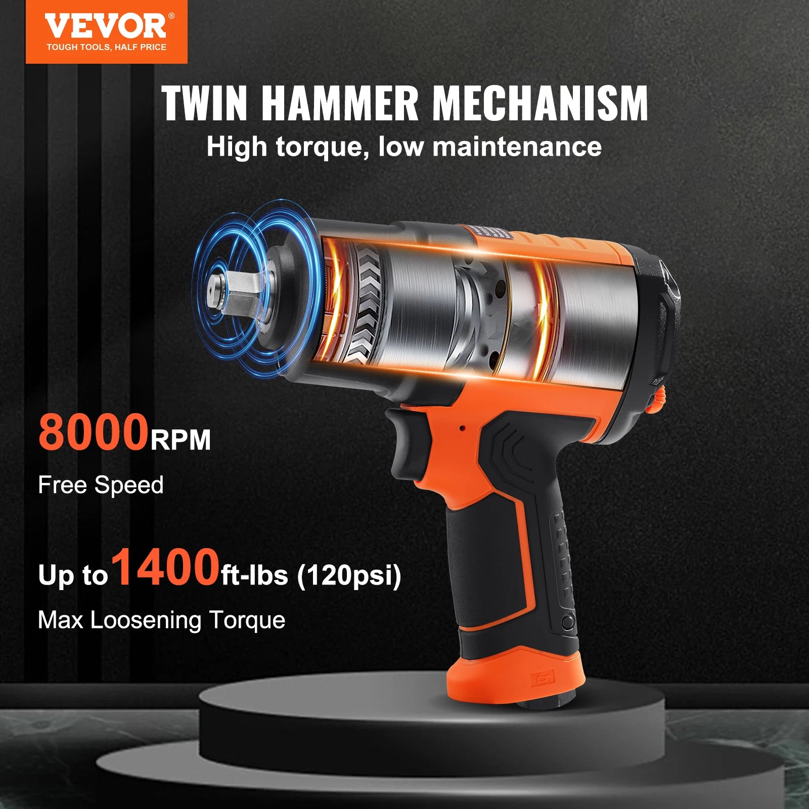 VEVOR 1/2 Inch Air Impact Wrench High Torque Tool