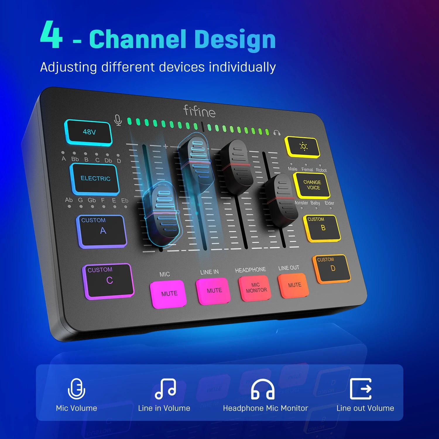 Microphone Interface,for Game Voice,Podcast,AmpliGame SC3