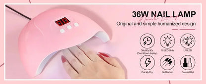 Acrylic Nail Kit with 36W UV LED Nail Lamp Base Top Coat Suitable for Nail Extension and Decoration Nail Tools Acrylic Kit / United States