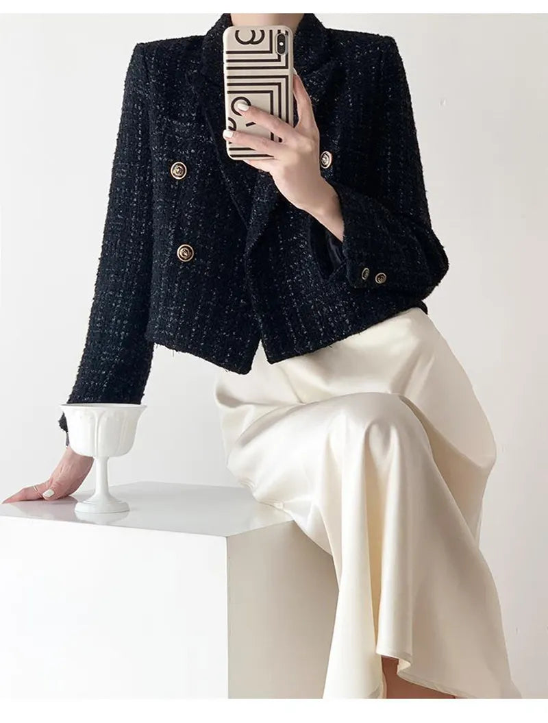 Tweed Blazers Casual Long Sleeve