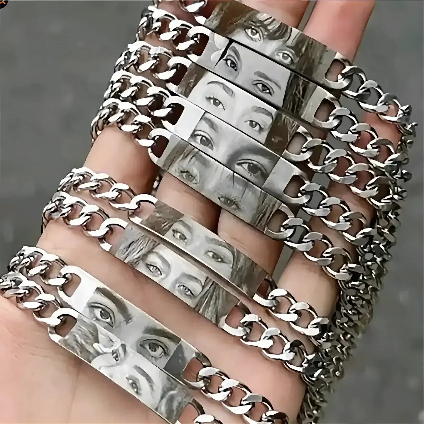 Personalized Eye Photo Bracelet Steel / 20cm Model size / United States