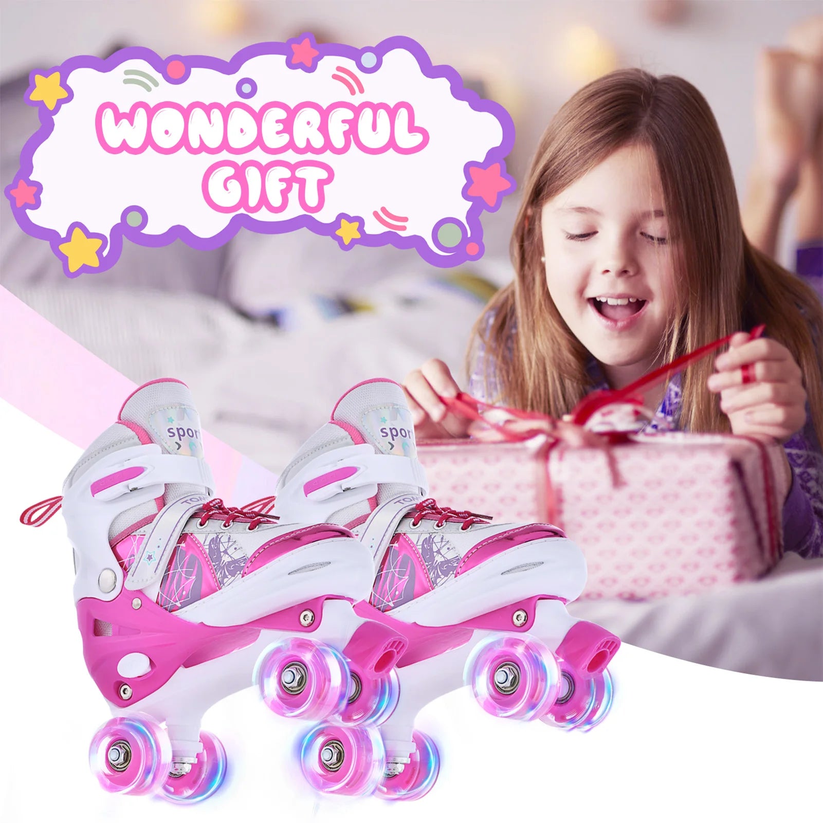 Adjustable Light-Up Roller Skates for Kids