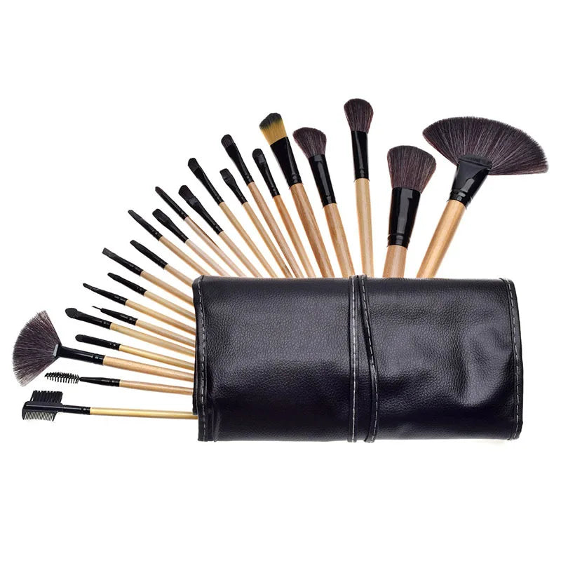 24-Piece Professional Makeup Brush Set with Free Gift Bag & Sponge