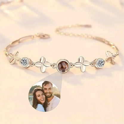S925 Leaf Projection Photo Bracelet – Custom Image Jewelry Gold color leaf / 16cm / Copper material