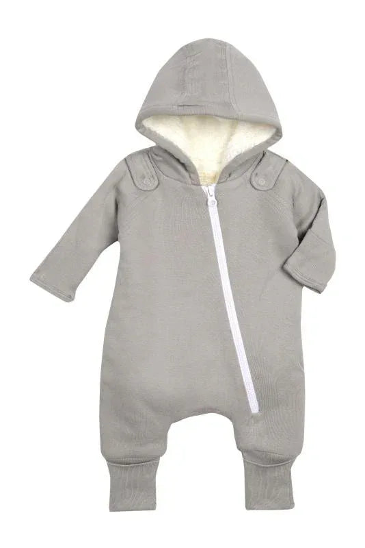 Smart Cuddly Jumpsuit + Bib - Gray NB / Gray