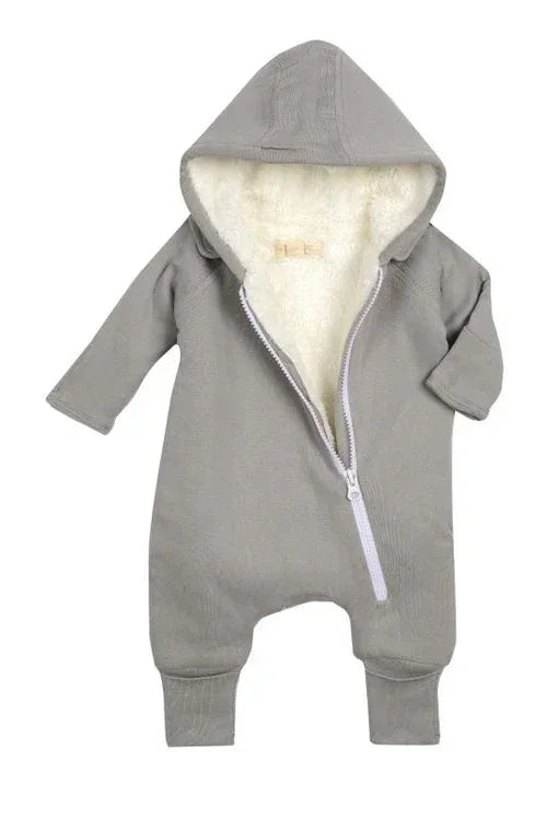 Smart Cuddly Jumpsuit + Bib - Gray NB / Gray