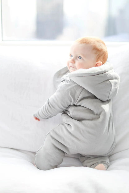 Smart Cuddly Jumpsuit + Bib - Gray NB / Gray