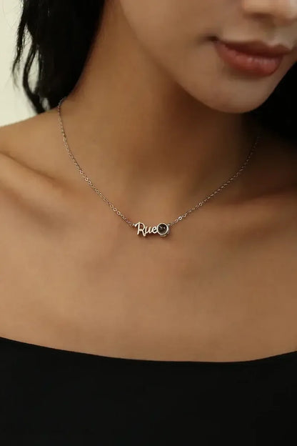 Custom name necklace with photo projection pendant