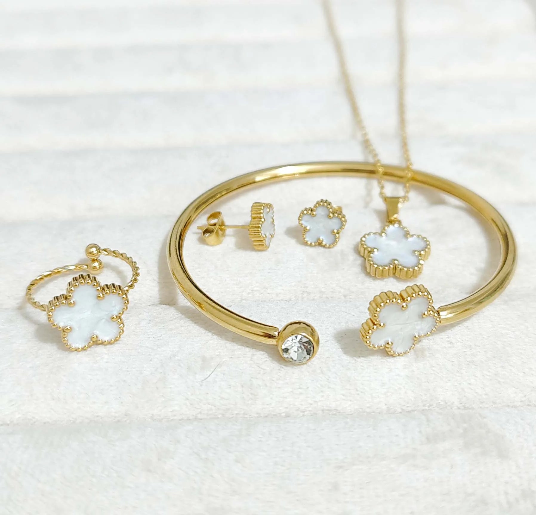 Stainless Steel Clover Jewelry Set