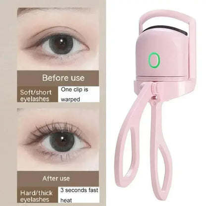 Shopminx 1PC Portable Electric Eyelash Curler Mini Rechargeable Heated Eyelash Curler Pink