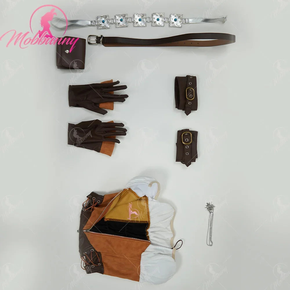 Women’s Ciri Cosplay Costume Set with Bodysuit, Belt & Accessories