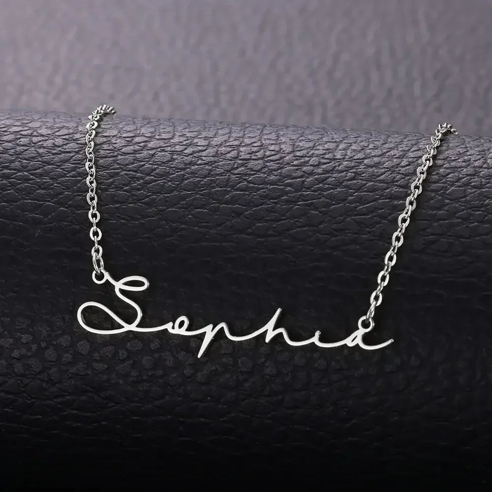 Personalized Name Necklace Stainless Steel Platinum Plated / 50cm