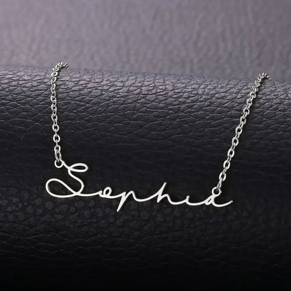 Personalized Name Necklace Stainless Steel Platinum Plated / 50cm
