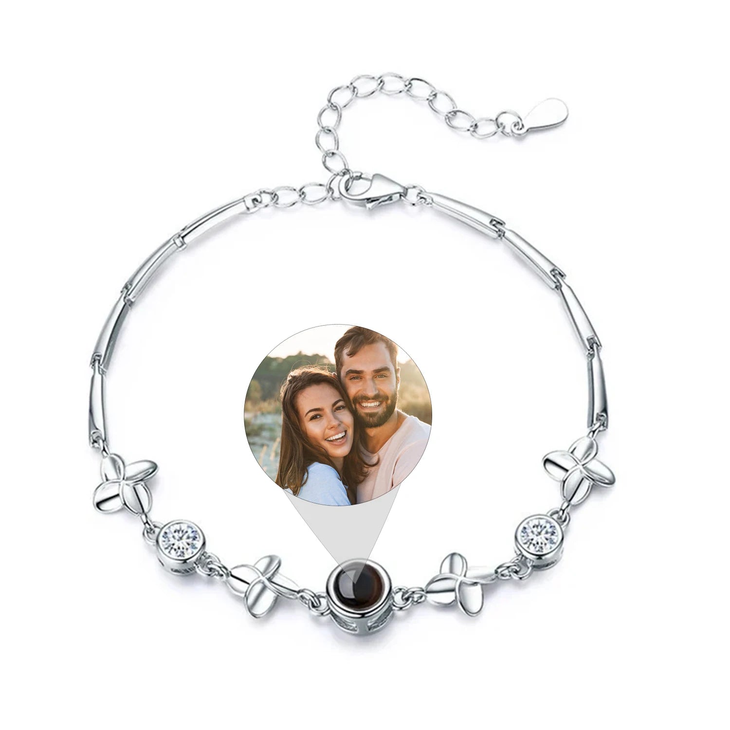 S925 Leaf Projection Photo Bracelet – Custom Image Jewelry