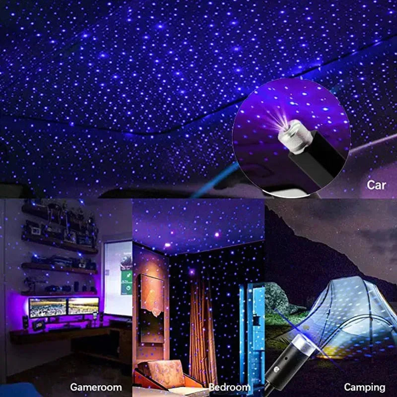 Romantic LED Car Roof Star Night Light Projector Red