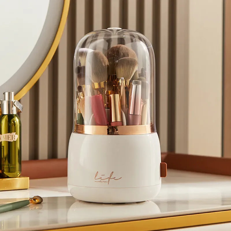 360° Rotating Makeup Brushes Holder White