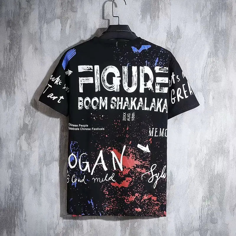 Graffiti Letters Shirt Tees O-Neck Oversized Clothing