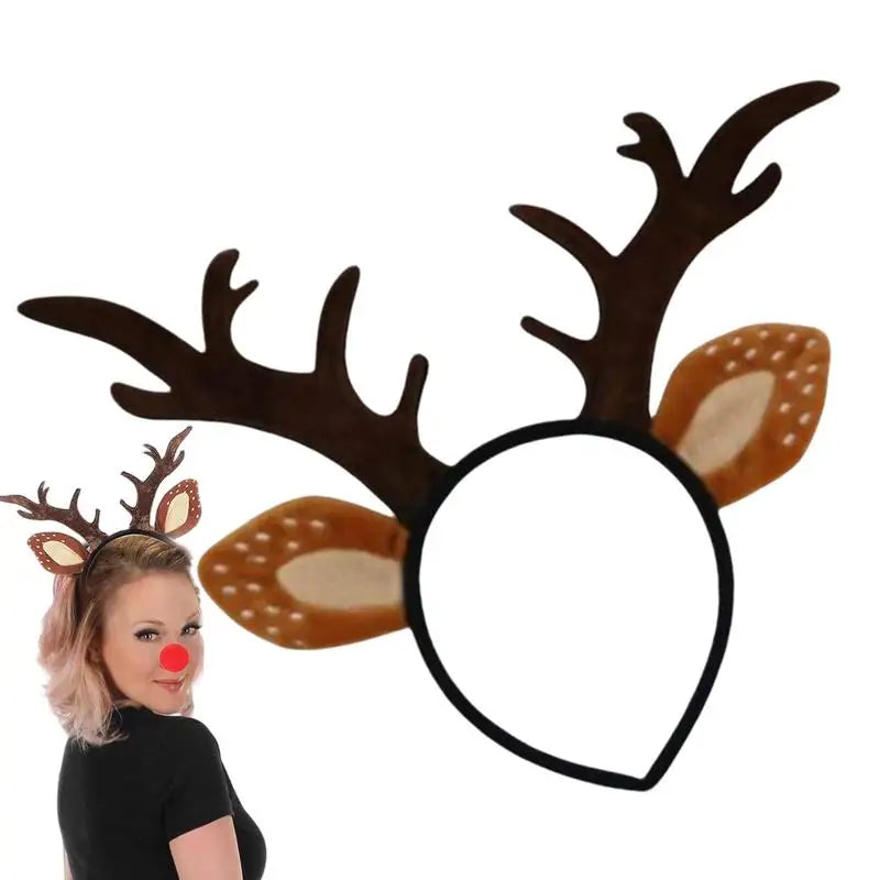 Christmas Reindeer Antler Headband – Plush Festive Hair Accessory for Women & Kids