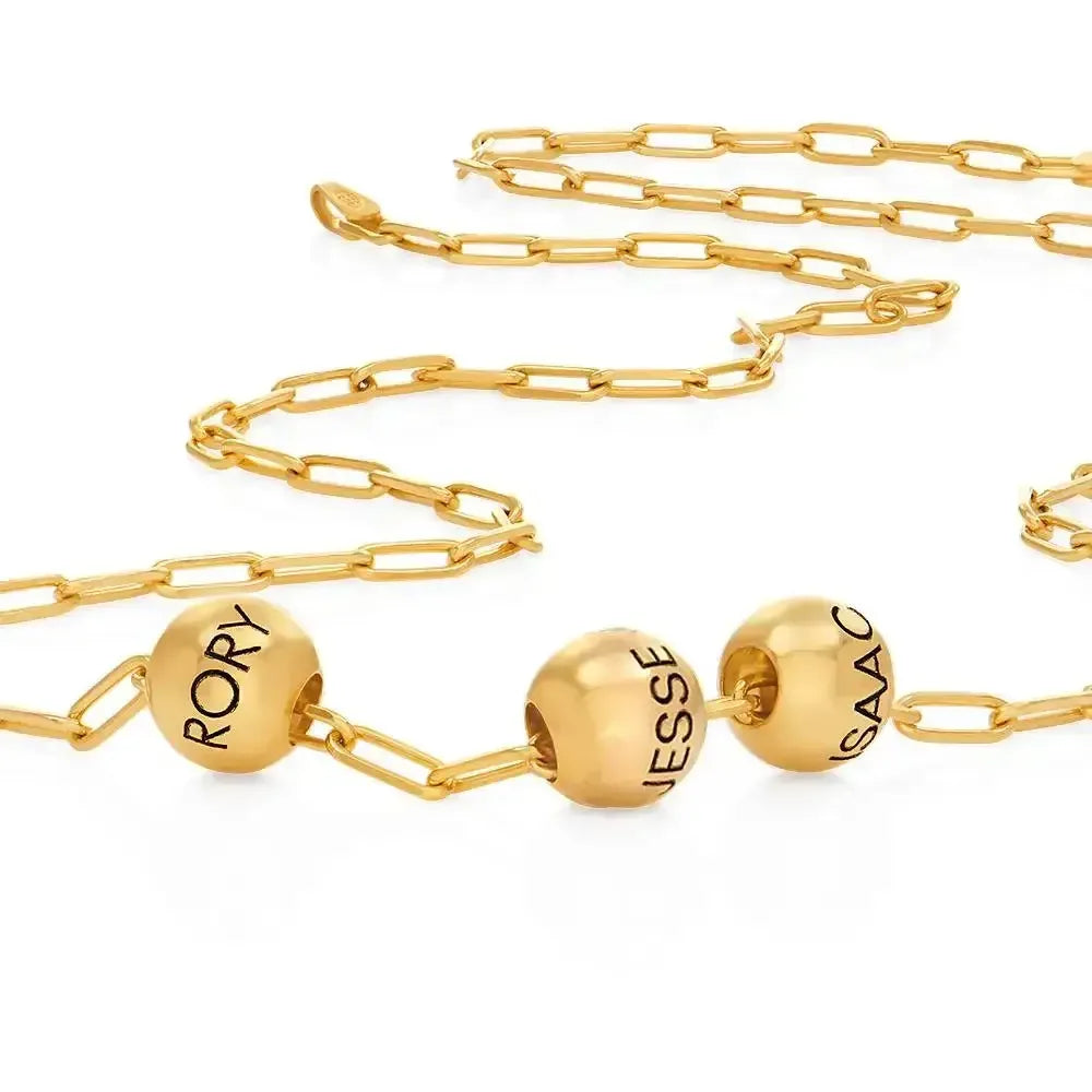 Custom Name Necklace – Engraved Family Bead Stainless Steel Jewelry Gold Color / United States / 7-9names