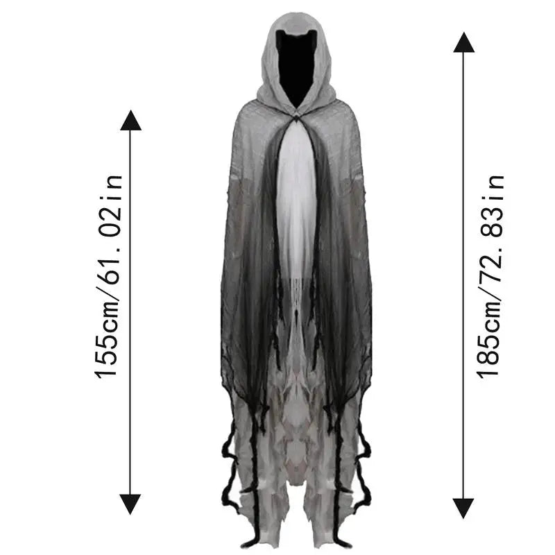 Gothic Ghost Hooded Cape Halloween Cosplay Costume
