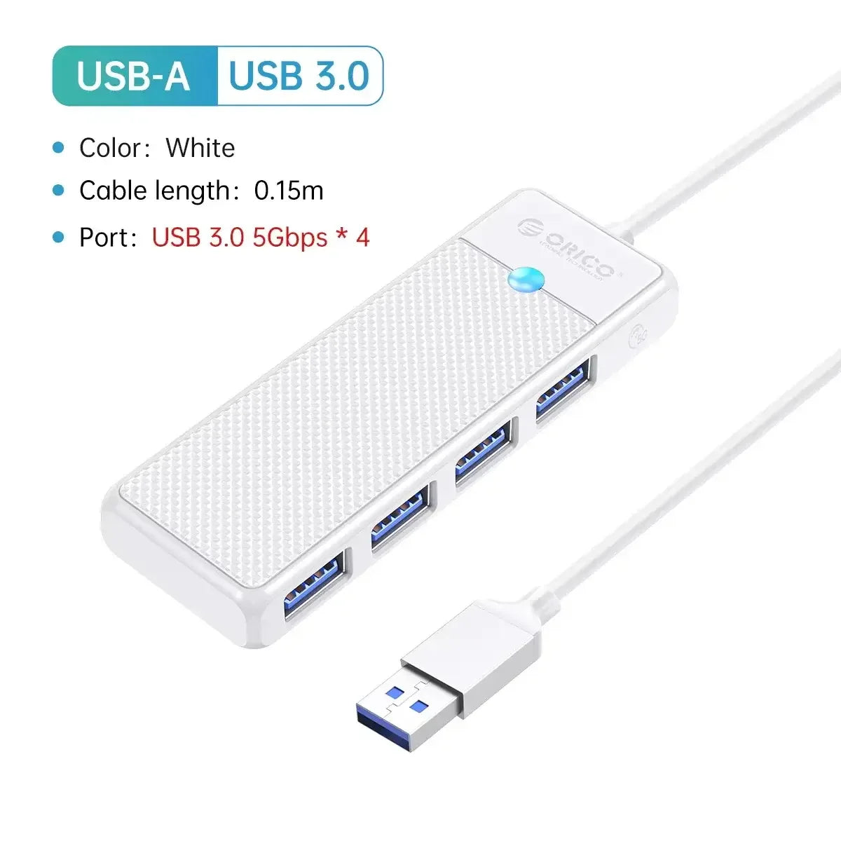 ORICO Ultra-Slim 4-Port USB-C Hub 4 USB 3.0 15cm USB A 1 / United States