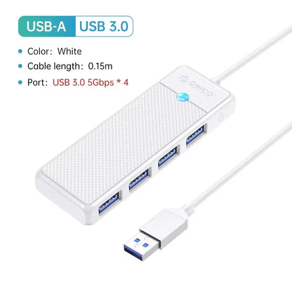 ORICO Ultra-Slim 4-Port USB-C Hub 4 USB 3.0 15cm USB A 1 / United States