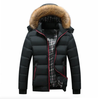 Mens Two Tone Puffer Jacket with Removable Hood M / Red