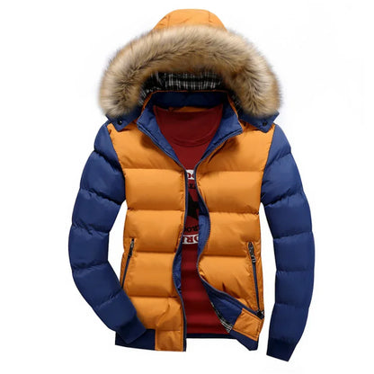 Mens Two Tone Puffer Jacket with Removable Hood M / Red