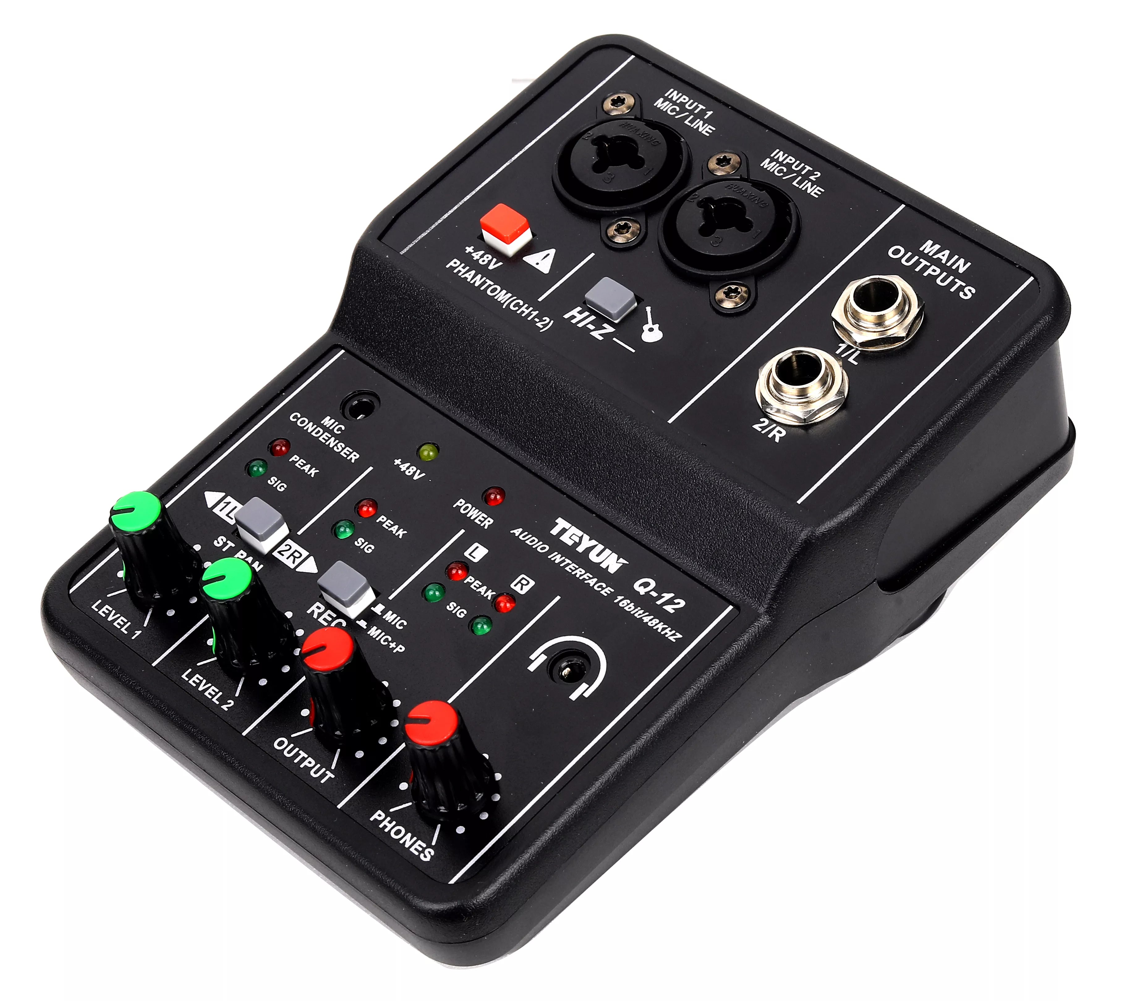 TEYUN Q-12 Professional Audio Sound Card with Monitor Electric Guitar