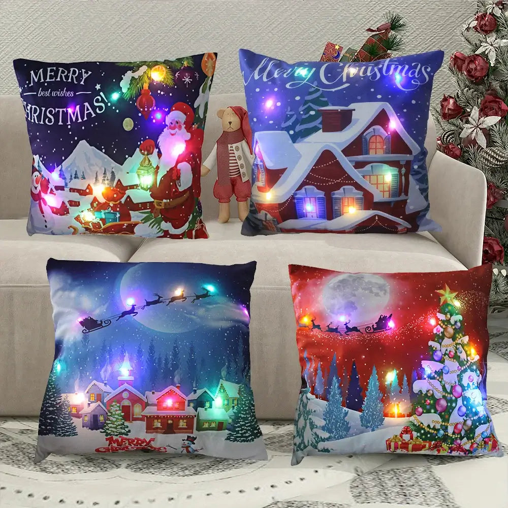LED Glowing Christmas Pillow Covers SDJ-SET-Pillow-4 / United States
