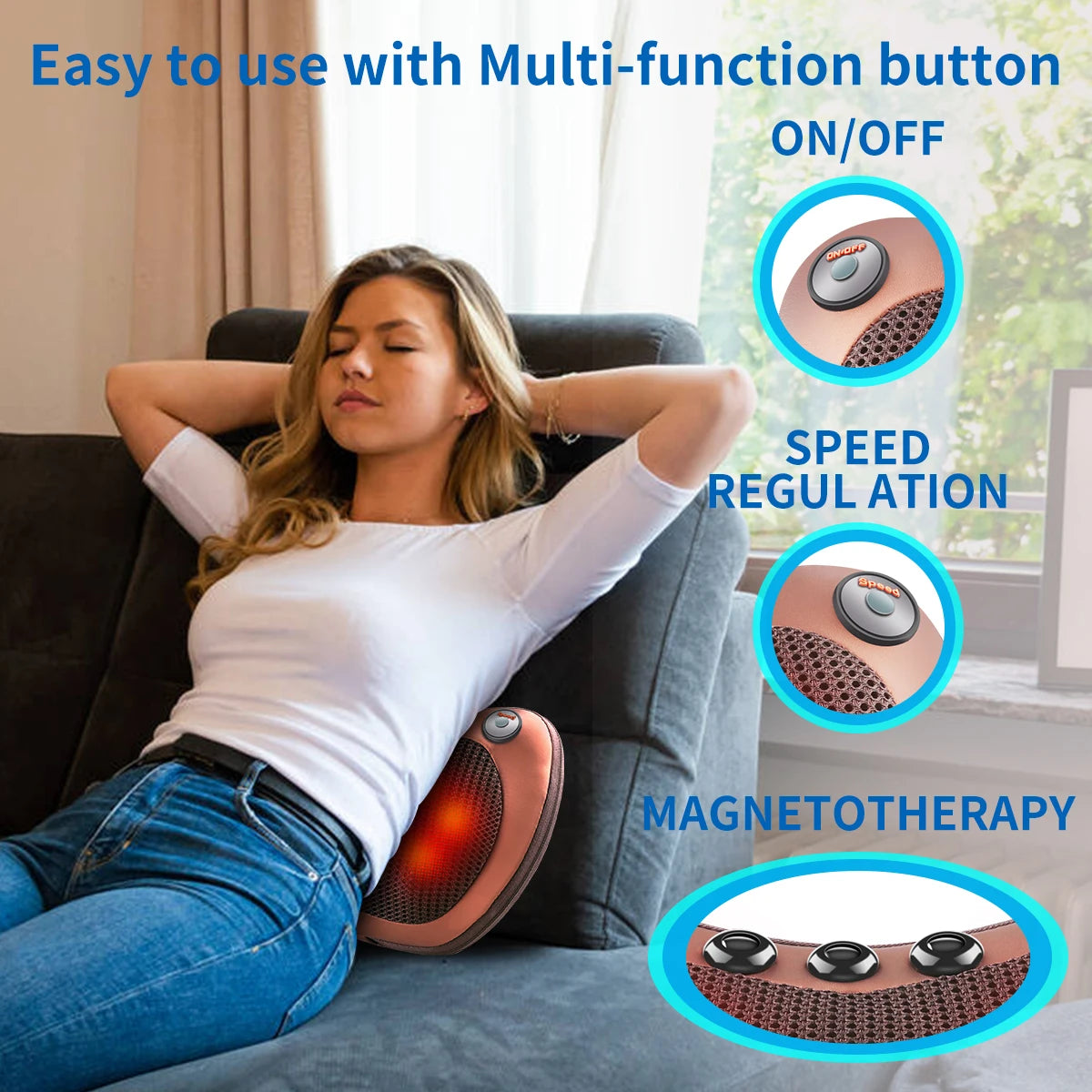 Massage Pillow for Head Relax Electric Shoulder Back Shiatsu Neck Massage