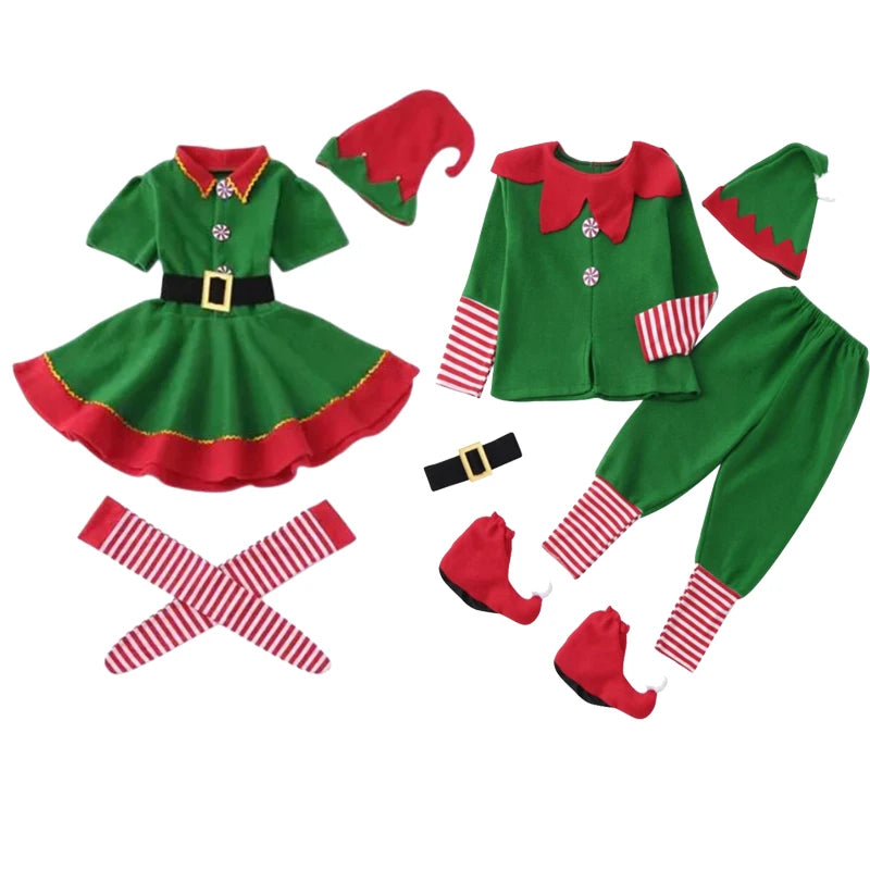 Christmas Family Cosplay Outfit – Santa & Elf Costume Set