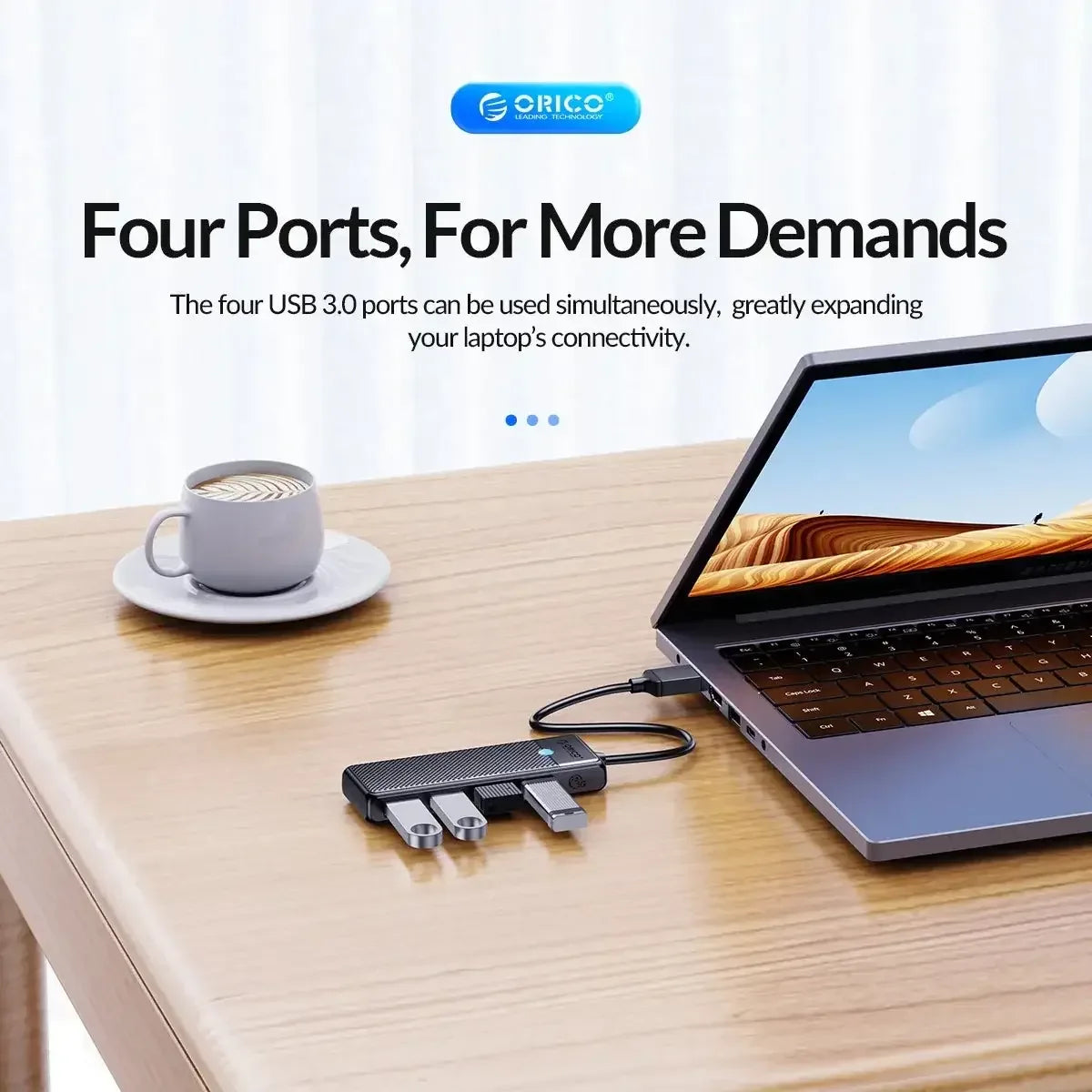ORICO Ultra-Slim 4-Port USB-C Hub 4 USB 3.0 15cm USB A / United States
