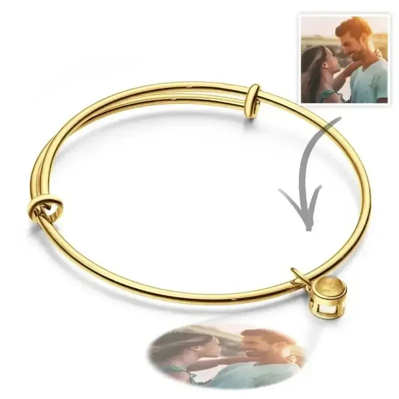 Customized Photo Projection Bracelets For Women Personalized Couple Bangles Rose Gold / United States