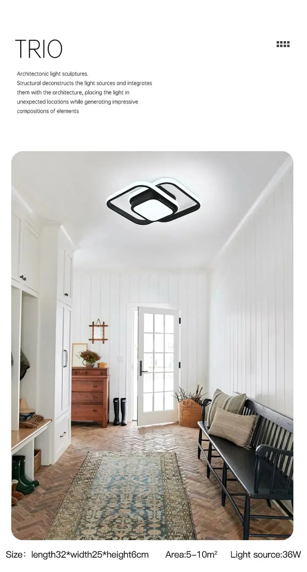 Modern LED Aisle Ceiling Lights B-Black / Cool white