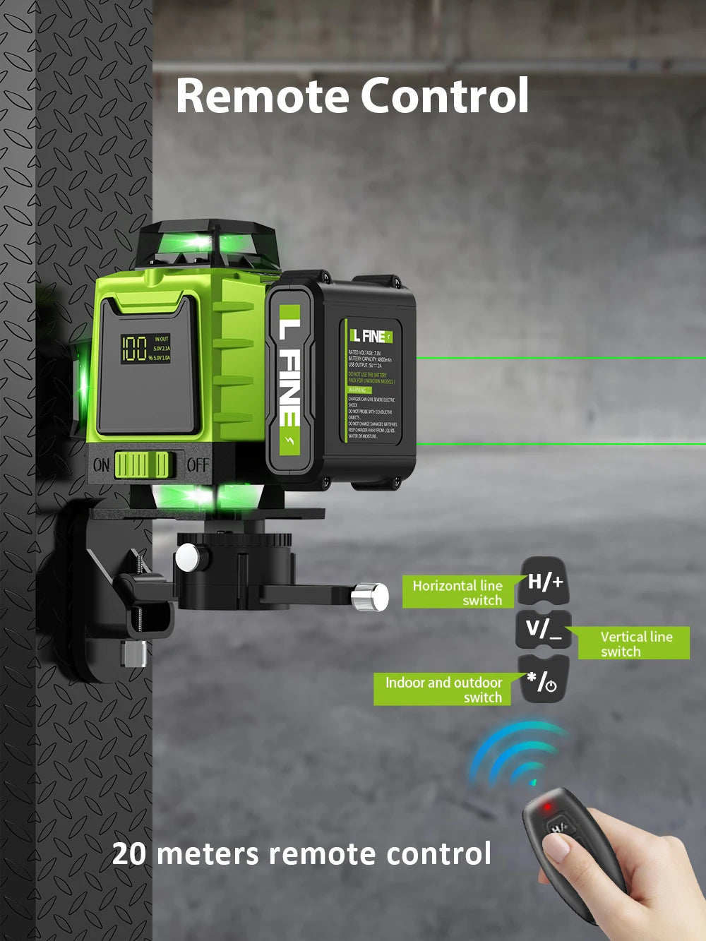 Laser Lines Horizontal And Vertical With Remote Control