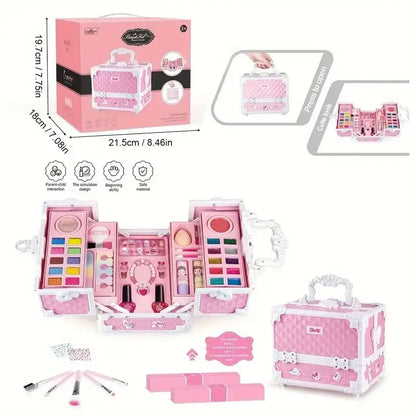Kids Makeup Kit for Girls – 57-Piece Washable Pretend Play Makeup Set with Cosmetic Case