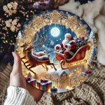 Santa Claus Sleigh Round Metal Wall Sign United States / TYA21892-20X20cm / 20X20cm