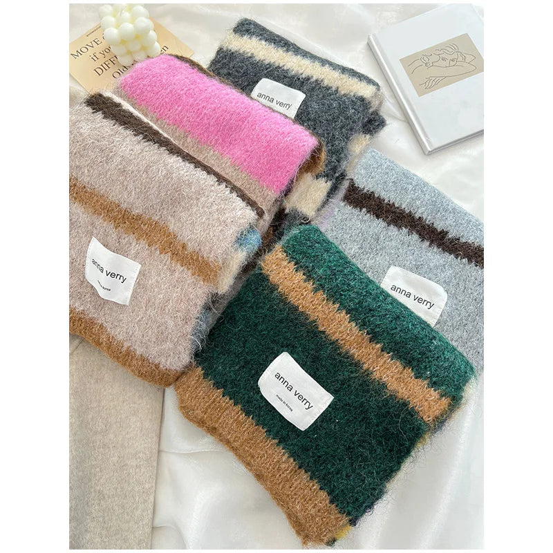 Colourful Mohair Scarf Autumn Winter Keep Warm Shawl Ladies