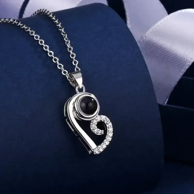 Heart Necklace Photo Personalized Picture Pendant Couple Women / s925 material / United States|40cm